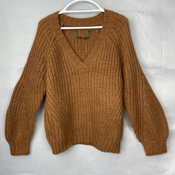 American Eagle Outfitters Sweaters - American Eagle Sweater M Brown Chunky V Neck Pullover Neutral Minimalist Cozy